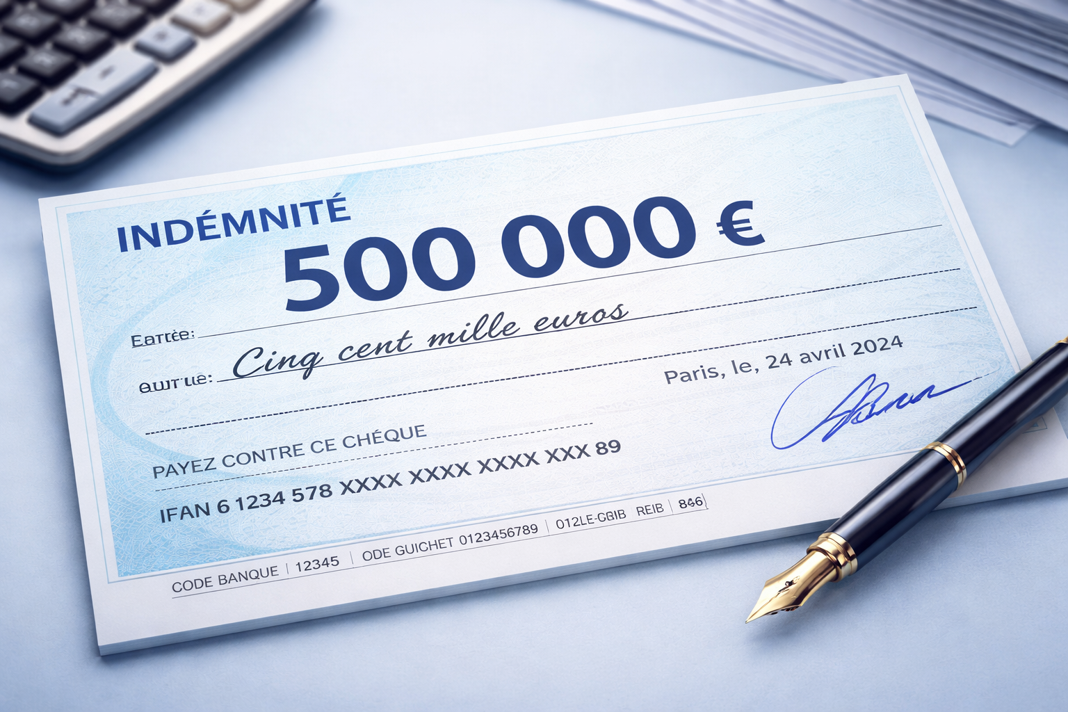 chèque indemnité blessures involontaires